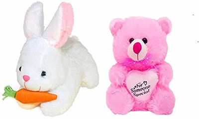 Nihan Enterprises Soft Rabbit 26Cm with Cute Soft Teddy Bear-STY  - 30 cm(White & Pink)