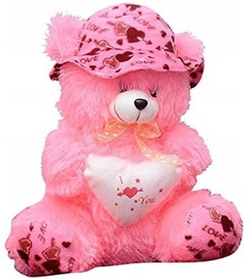 HOUSE OF COMMON Stuffed Spongy Soft Cute Cap Teddy Bear  - 40 cm(Pink)