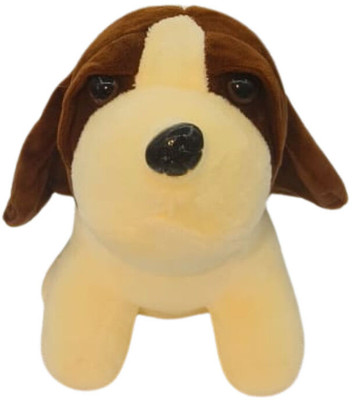 ToyShip Toy Ship Brown & White Beagle Lazy Dog Soft Toy – Plush Stuffed Puppy for Kids  - 17 cm(Brown)