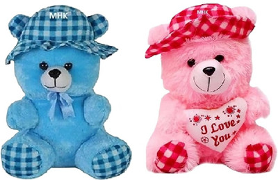 MHK PINK RED CAP & BLUE CAP Soft Stuffed Toy  - 18 cm(Multicolor)