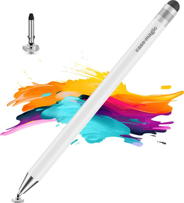 Case-Magic 2-in-1 Universal Stylus Pen with Fine Point Disc and Rubber Fiber Tip Stylus(White)