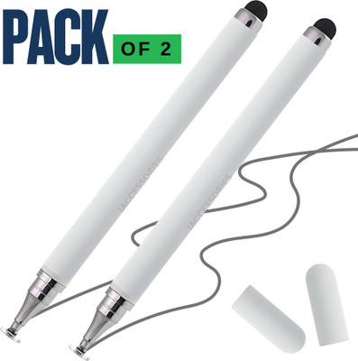 iAccessories 2 Way Universal Capacitive Touch Screen Fine Point Silicon Disc Tip Combo Stylus(White)
