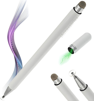 iAccessories 2 Way Universal Capacitive Stylus - Silicone with Fine Point Disc Tip Stylus(White)
