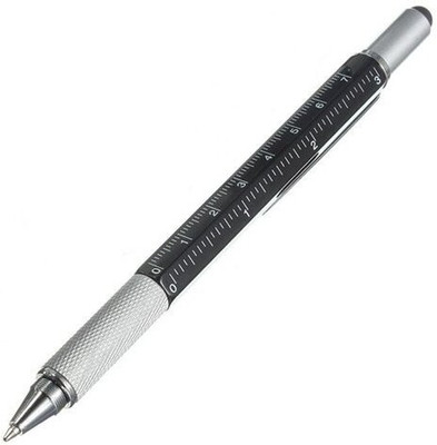 VASADIGITAL 6 in1 Ballpoint Pen ,Ruler, Level, Screwdriver, Flathead Bit Slotted screwdriver Stylus(Black)