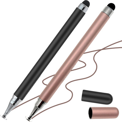 iAccessories 2 Way Universal Capacitive Touch Screen Fine Point Silicon Disc Tip Combo Stylus(Black, Rosegold)