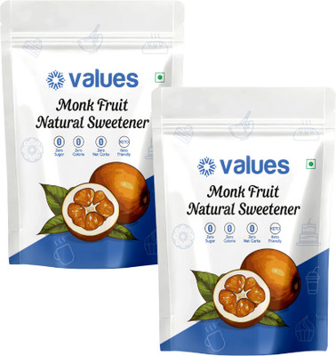 Values Monkfruit Zero Calories Zero Sugar Keto Friendly Natural Sugar Sugar(200 g, Pack of 2)