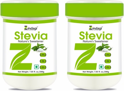 Zindagi Stevia Extract White Powder - Natural Stevia Leaves Powder - 200gm Sweetener(400 g, Pack of 2)