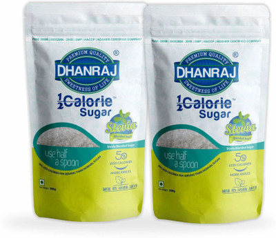 DHANRAJ Half Calorie Sugar – Natural Stevia Sugar Substitute Sugar(500 g, Pack of 2)
