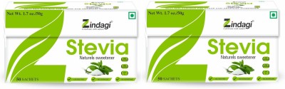Zindagi Stevia Powder | Natural Sugarfree Substitue| 50 Sachets Sweetener(100 g, Pack of 2)