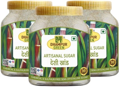 DHAMPURGREEN Sulphurless Desi Khand, 2.4Kg | Natural Cane Sugar(800 g, Pack of 3)