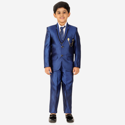 PRO ETHIC 5 Piece Coat Suit with Shirt Pant Blazer Waistcoat & Tie Solid Boys Suit