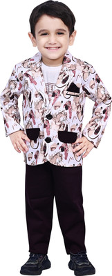 PROVOGUE Kids Blazer set with T-shirt and Pant Graphic Print Boys Suit