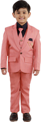 Fourfolds 5 Piece Coat Suit Checkered Boys Suit