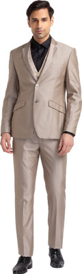 PARK AVENUE 2SB 3 PC NOTCH WITH PIPING W/C-REG FIT Self Design Men Suit