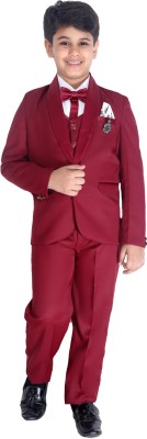 Fourfolds 5 Piece Coat Suit Solid Boys Suit