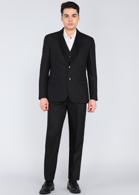 PARK AVENUE REG FIT.SHAWL COLR TUX WITH VNECK WC Self Design Men Suit