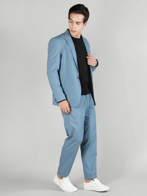 CHKOKKO Men Suit Solid Men Suit