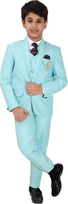 Fourfolds 5 Piece Coat Suit Set Solid Boys Suit