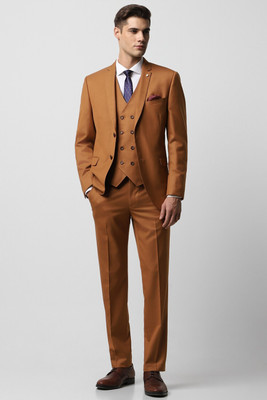 VAN HEUSEN Single Breasted - 2 button Solid Men Suit