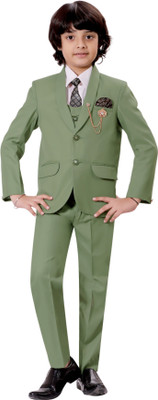 BT DEZINES 5 Piece Coat Suit Set With Shirt, Pant, Waistcoat & Tie for Boys Solid Baby Boys Suit