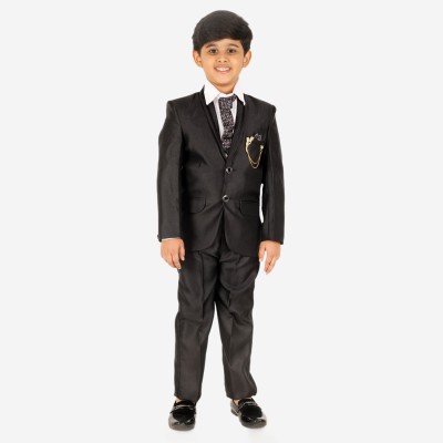 PRO ETHIC 5 Piece Coat Suit with Shirt Pant Blazer Waistcoat & Tie Solid Boys Suit