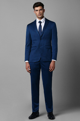 LOUIS PHILIPPE Men Navy Slim Fit Solid Formal Two Piece Suit Solid Men Suit