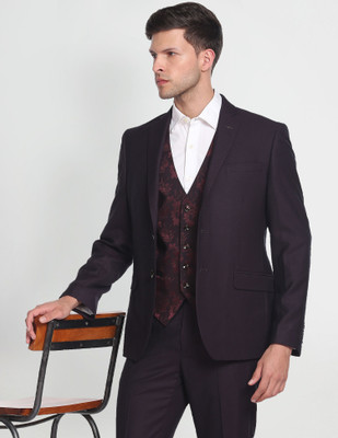 ARROW Reversible Waistcoat Patterned Three Piece Suit Self Design Men Suit