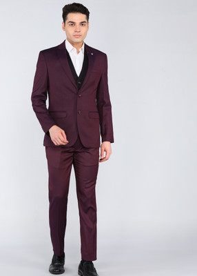 PARK AVENUE 3PC NOTCH REV W/C BASIC TRSR - S.SLIM FT Self Design Men Suit