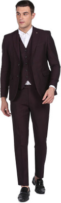 ARROW Body Tailored Self Design Notch Collar Suit Solid Men Suit
