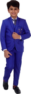 Fourfolds 5 Piece Coat Suit Set Solid Boys Suit
