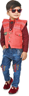 STARFASAN Boys Party(Festive) Waistcoat Shirt, Jeans(RED)
