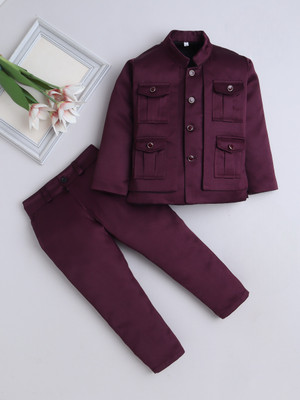 Fourfolds 2 Piece Indo Western Solid Boys Suit