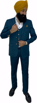 gargian master cut Single Breasted Solid Men Suit