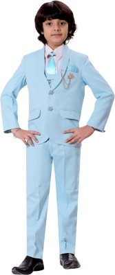 BT DEZINES 5 Piece Coat Suit Set With Shirt, Pant, Waistcoat & Tie for Boys Solid Baby Boys Suit