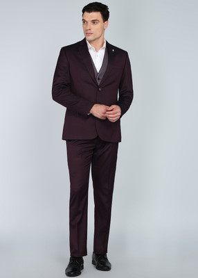PARK AVENUE 2SB 3 PC NOTCH WITH PIPING W/C-REG FIT Self Design Men Suit