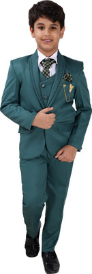 Fourfolds 5 Piece Coat Suit Set Solid Boys Suit