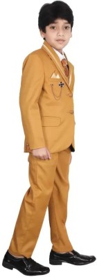 Qitty Solid Single Breasted Festive & Wedding, Party Boys Blazer(Yellow)