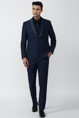 VAN HEUSEN Single Breasted - 2 button Checkered Men Suit