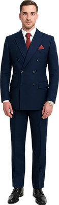RISANI Double Breasted-Suits. Solid Men Suit