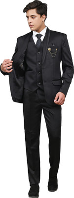 BLACKZED Single Breasted Solid Men Suit
