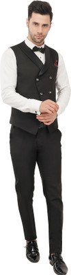 Pukhtoon waistcoat pant set Self Design Men Suit