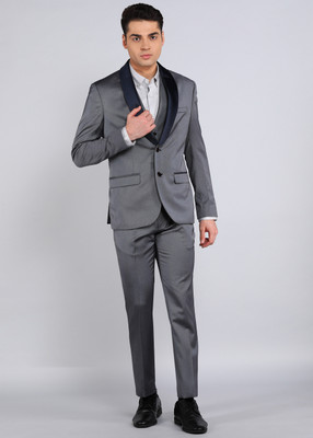 PARK AVENUE SB2 BTN SLM DETCHBL SHWL REV WC 3PC SUIT Solid Men Suit