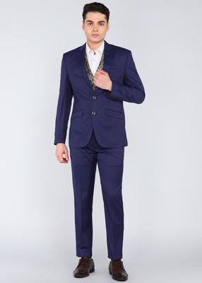 PARK AVENUE 2SB 3 PC NOTCH WITH PIPING W/C-S.SLIM Solid Men Suit