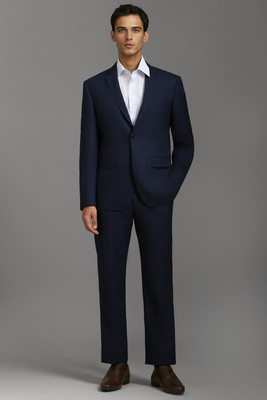 LOUIS PHILIPPE Men Navy Slim Fit Textured Formal Two Piece Suit Solid Men Suit
