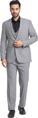 Raymond SB 2BTN NOTCH LPL SUIT-3PCS CNTP FIT Checkered Men Suit