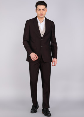 Raymond 3PC SB2BTN NTCH LPL WID WC - CONT FIT Solid Men Suit