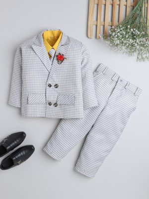 Fourfolds 4 Piece Coat Suit Checkered Boys Suit