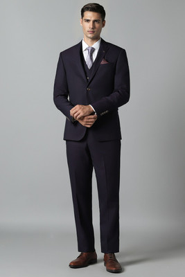 LOUIS PHILIPPE Men Black Slim Fit Textured Formal Three Piece Suit Textured Men Suit