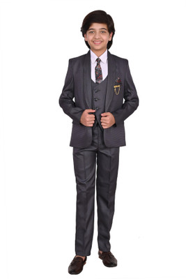 OLLEN Designer Solid Boys Suit