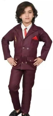 GUPTAECOMMERCE SOLID Self Design Boys Suit